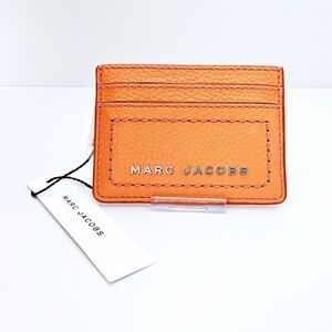 NWT Marc Jacobs Womens Leather Card Case Color Melon Orange Silver Hardware Logo